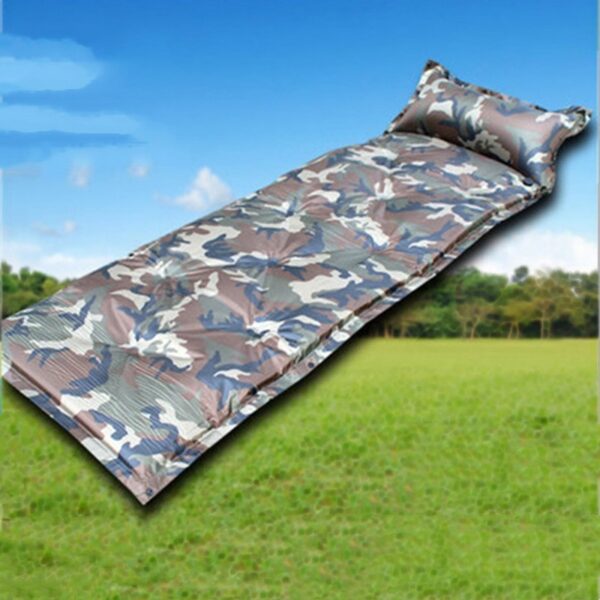 Camo Sleeping Bag With Automatic Inflatable Cushion Pillow