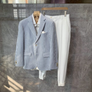 Wind Blue White Stripe Slim Fit Blazer