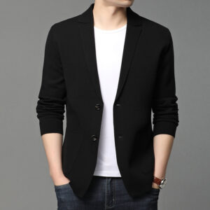 Hair Spring And Autumn Men’S T-Shirt Coat Korean Version Blazer Solid Color Cardigan Handsome Men’S Sweater