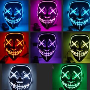 Black V Halloween Horror Glowing Mask