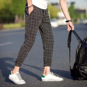 Casual Ankle-Length Plaid Pants Men Trousers Hip Hop Jogger Pants Men Sweatpants Streetwear Men Pants Trousers